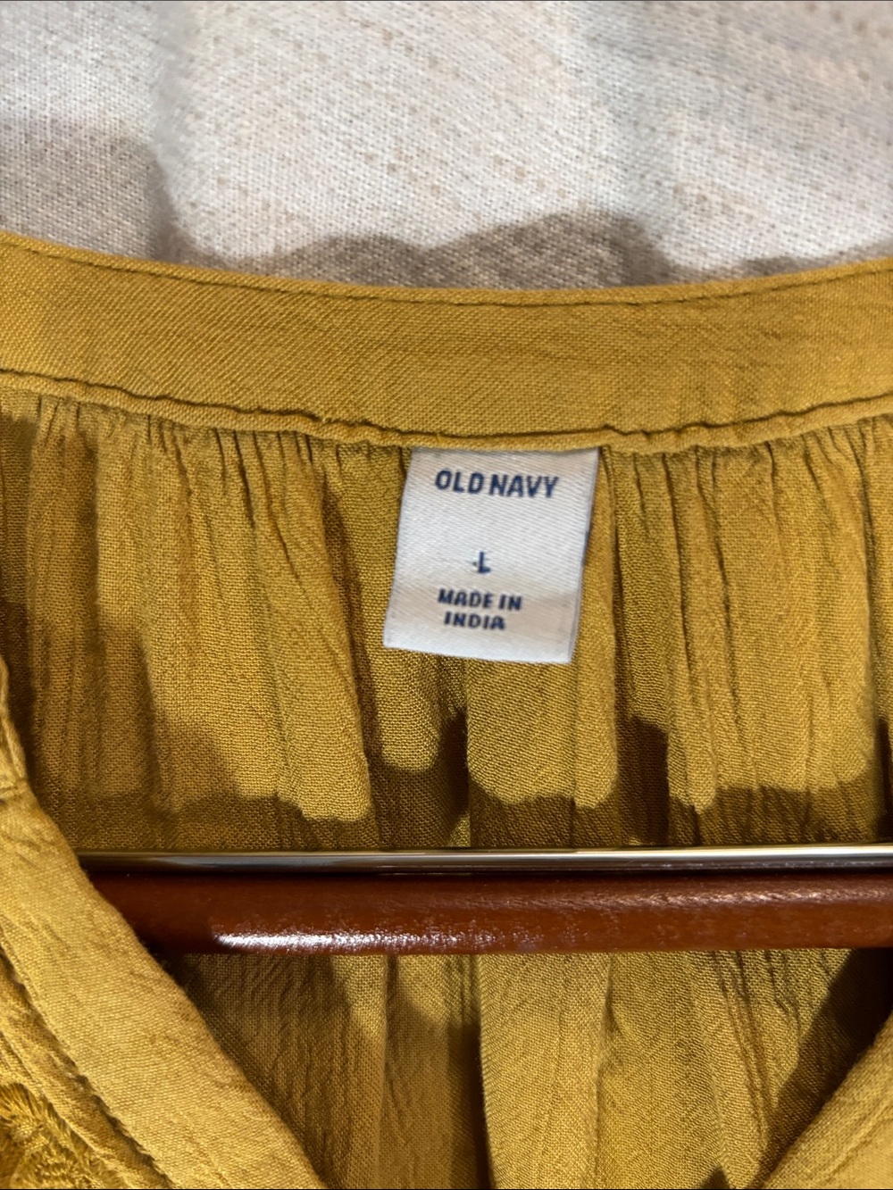 Old Navy Mustard Yellow Embroidered Tiered Maxi Dress Boho Peasant Fall L EUC - Picture 2 of 6